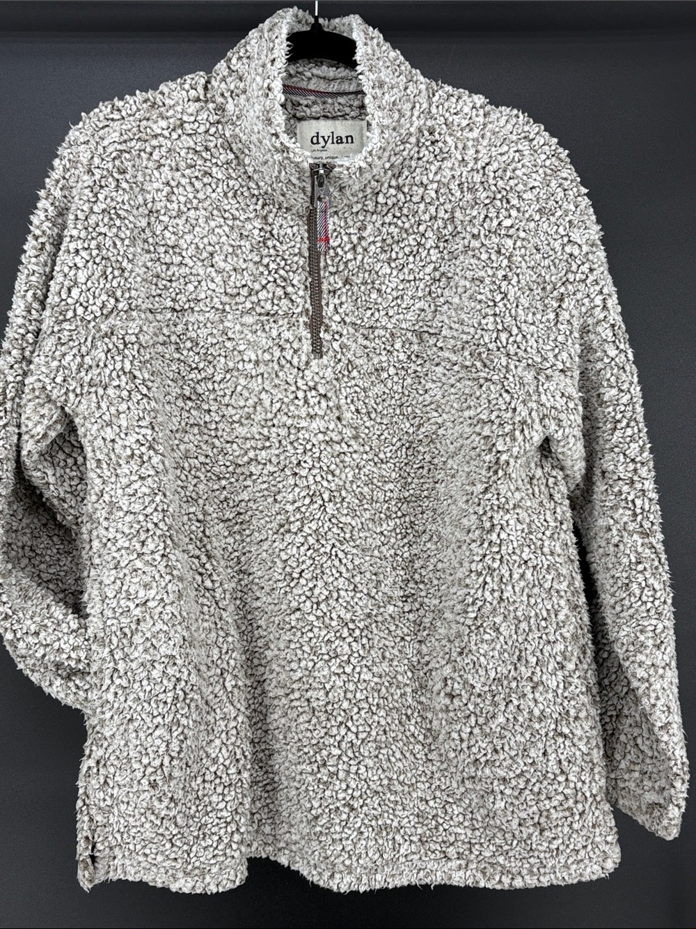 dylan Women’s “Frosty Tipped” Cozy quarter-Zip Stadium Pullover Faux Sherpa L